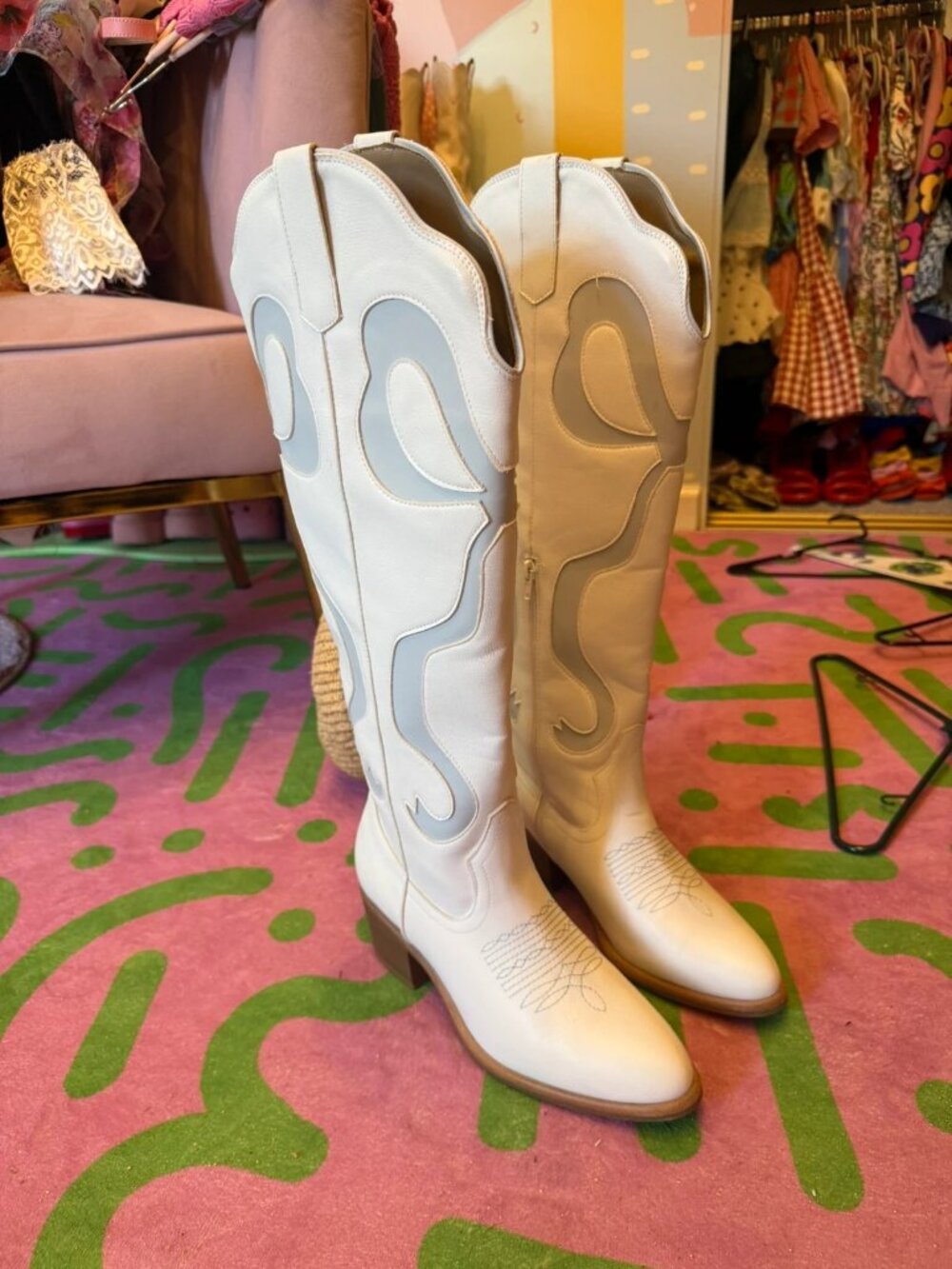 Blue bow cowboy boots women’s size 8